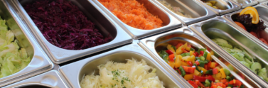 salad bar in mental trays