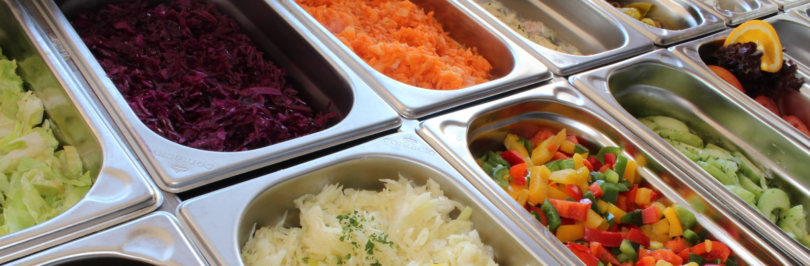 salad bar in mental trays